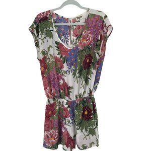 show me your Mumu Floral Print Romper Elastic Waist & Keyhole Back size large